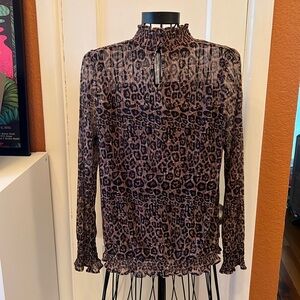 ADRIANNA PAPELL Women's Leopard Top-Size M